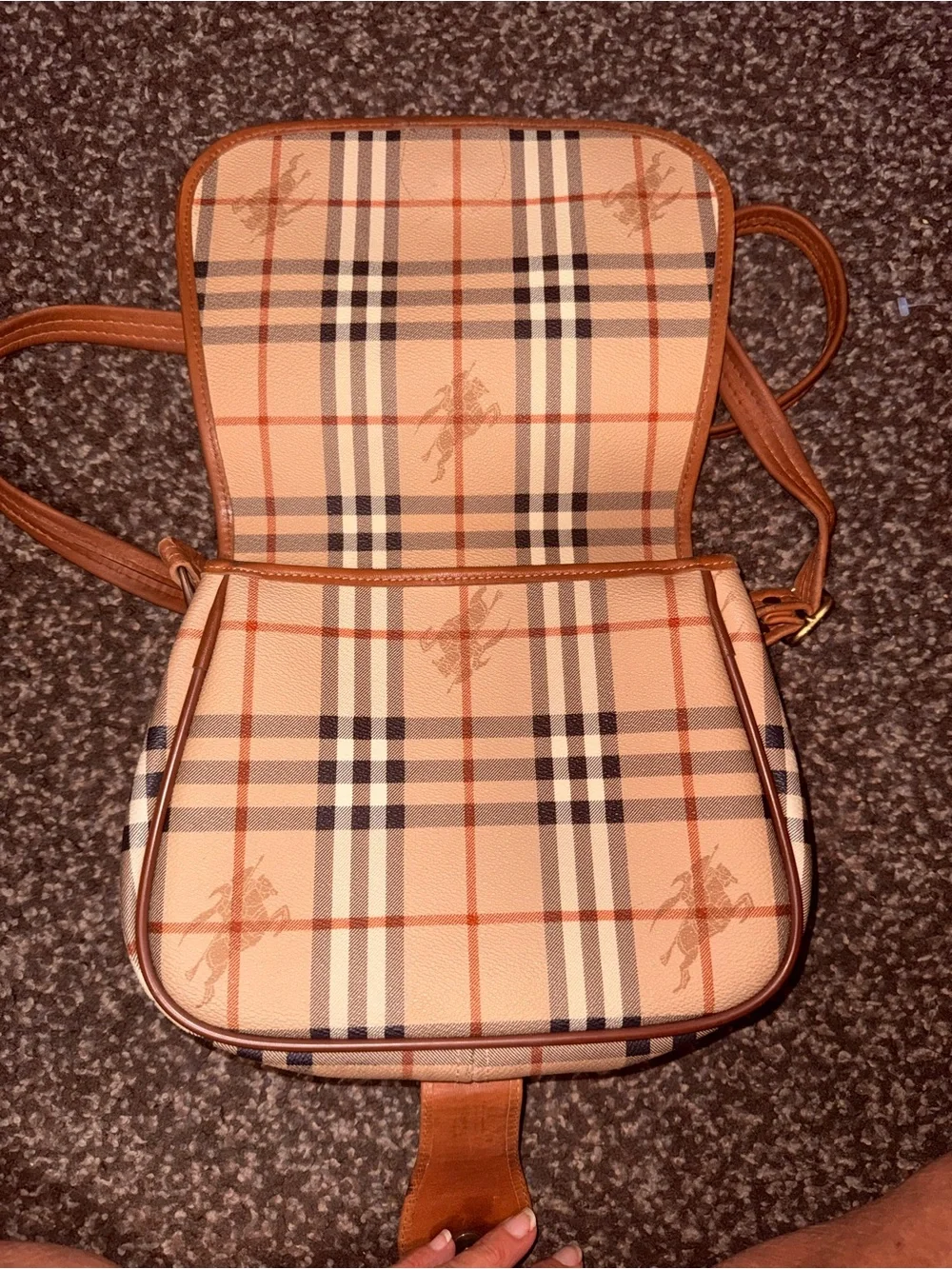 Burberry Vintage Check Tan & Brown Crossbody Bag